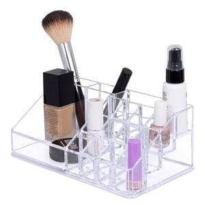 Clear Acrylic Cosmetic Makeup Organizer Display Rack Holder 16 Compartments NWT